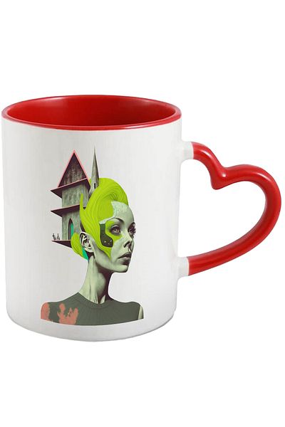 StoryGift Romania Mug With Artistic Woman, Imagination, Aesthetic, Neon, Ceramic, 330ml, with Handle I, With,STG.