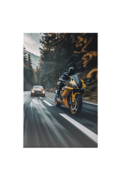 StoryGift Romania Tablou Canvas Autoturism Sport De Lux Intrecut De O Motocic...