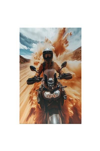StoryGift Romania Tablou Canvas Iubitor De Motociclete, Motociclist Prin Desert Mergand Cu Viteza, Motocicleta N