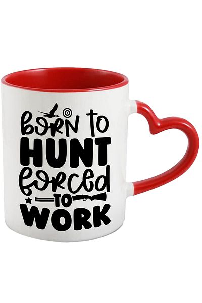 StoryGift Romania Mug with the text "Born to hunt, forced to work" - bird rifle with Handle, With,STG.