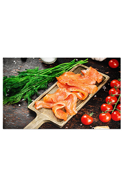 StoryGift Romania Tablou Canvas Feliile De Somon Sarat Pe O Placa De Taiere, ...