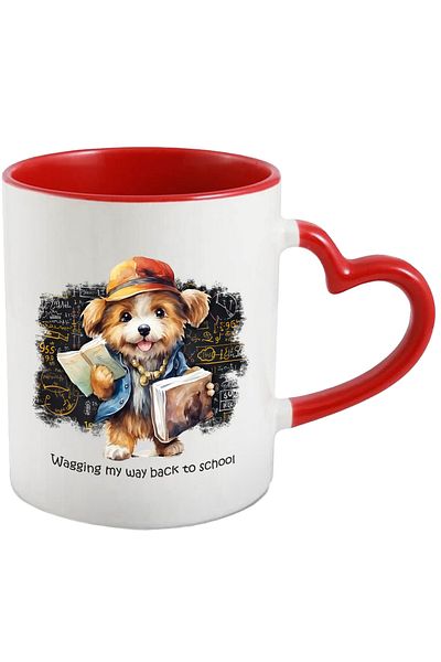 StoryGift Romania Mug with a furry puppy | back to school | illustration | books | student, With, STG.