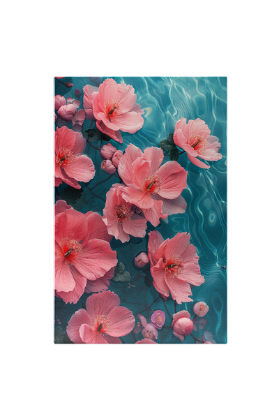 StoryGift Romania Tablou Canvas Florile Roz De Pe Lacul Azuriu Mișcările Apei...