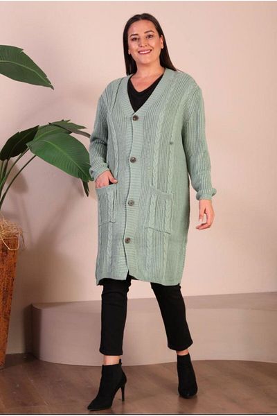 Sevda Kılınç Plus Size Standard Knitwear Cardigan