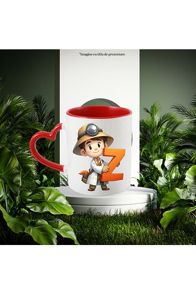 StoryGift Romania Mug with a geologist holding the letter "Z" | discoveries | school | learn | alphabet, With ,STG.