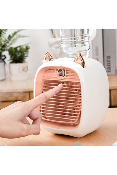 Generic مروحة تبريد صغيرة محمولة برذاذ الماء - مروحة كهربائية محمولة قابلة لإعادة الشحن عبر USB مع رذاذ الماء