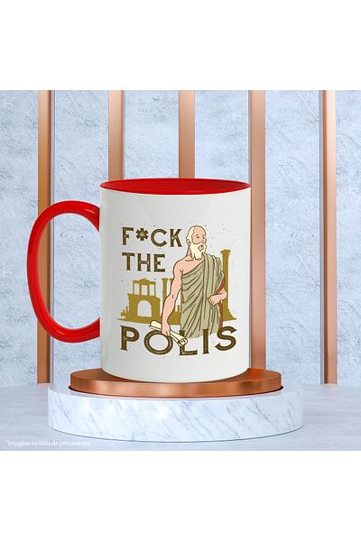 StoryGift Romania Mug With Message In English F*ck The Polis, Antique, Multicolor 330 ml, Ceramic, With ,STG.