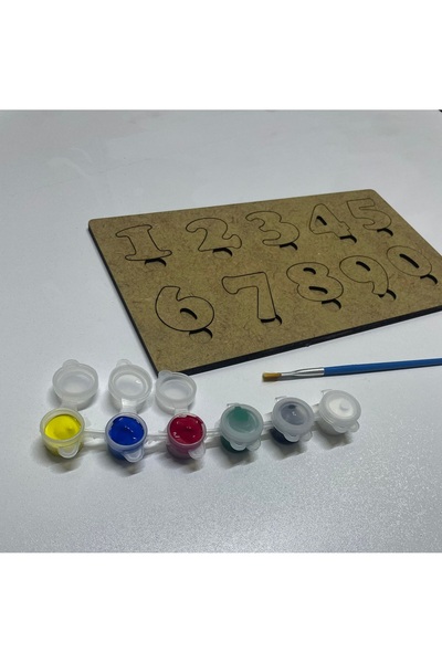 MODAT Ahşap Boyama ve Yapboz Eğitici Anaokulu Karne Hediyesi Etkinlik Sayılar (Akriklik boya +Fırça)