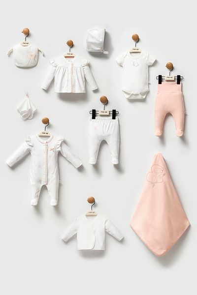 Moi Noi Newborn Hospital Release Fly Baby Girl Set 10 Pieces Boxed 100% Organic