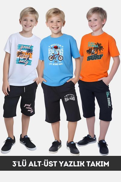 FYK KİDS Boy's Summer Slam Dunk-Gaming-Varcity Printed Bottom-Top Suit