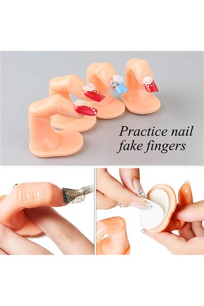 LA PERLA TECH Plastic Fingers Fake Training for Acrylic, Gel and Nail Art pack of (2)