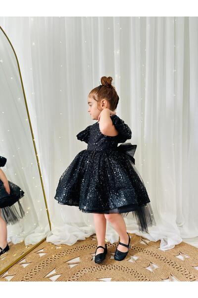 Hly Karol Tasarım Siyah Taşlı Vintage Kız Bebek Elbise,Doğum günü elbise,fotoğraf çekim elbise,1-11 Yaş Uygun