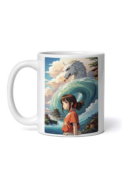 OEM Cană albă personalizată, japoneză și dragon, INOVATIX®. 330ml