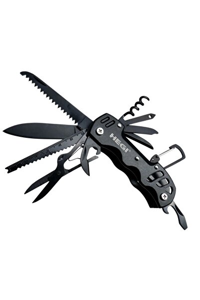 Genel Markalar 12 Fonksiyonlu Paslanmaz Isviçre Çakısı - Aısı316 - Siyah