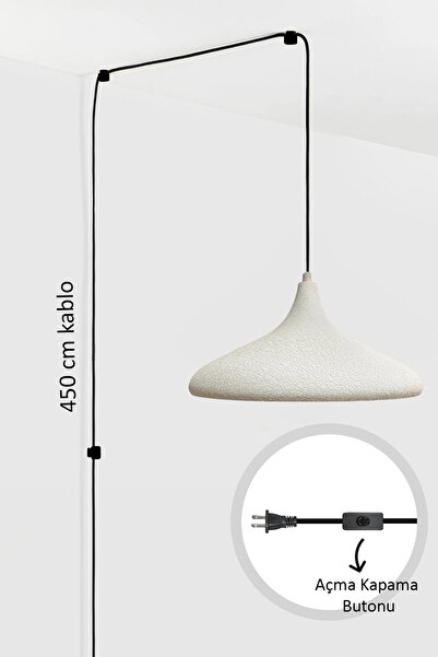 Bamyum Champion Dokulu Beyaz Fişe Takılabilir Tekli Avize Salon Mutfak Oturma...