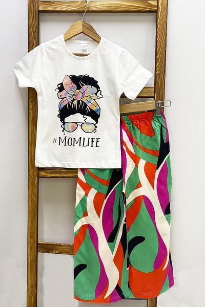 HÇM Girl's Summer Double Suit with Printed Color Ballows