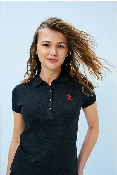 U.S. Polo Assn. Γυναικείο μπλουζάκι μαύρο Basic Polo Collar