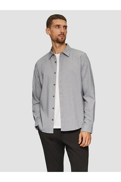 s.Oliver Men's Long-sleeved Shirt With Regular Fit, Grey, M