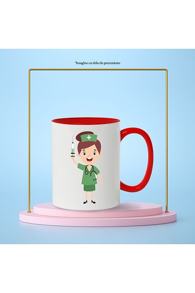 StoryGift Romania Mug With Nurse, Skirt, Uniform, Hat, Syringe, Medicine, Multicolor 330, With ,STG.