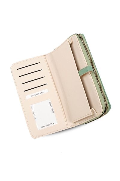 Mio Gusto Green Color Zippered Women's Wallet