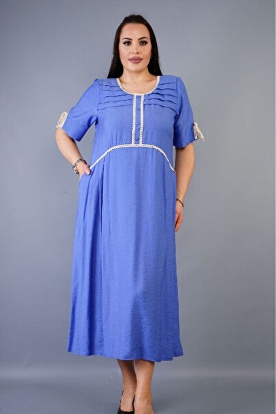 Novinka Women's Blue Large Size Summer Dress