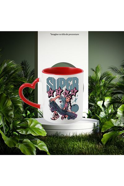 StoryGift Romania Mug Gangster Girl text super star fun, 330ml, Ceramic with Heart Handle Ro, With,STG.