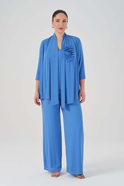 Gemko طقم سراويل رياضية بتفاصيل زهور مكون من 3 قطع - أزرق فاتح