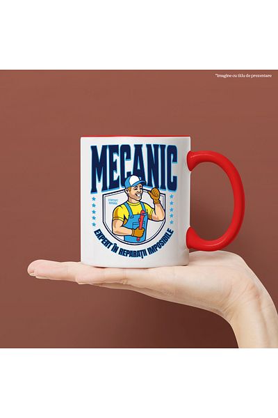 StoryGift Romania Mechanic Man Mug - Expert in impossible repairs, 330ml, Ceramic with Ro Handle, Cu, STG.