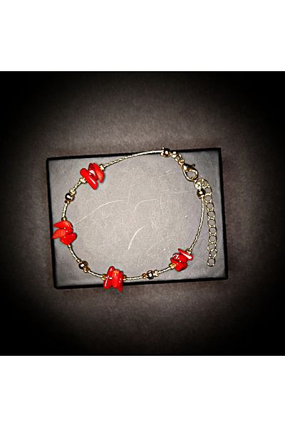 Doğal Tasarım Natural Coral Stone Lacquer Coating Adjustable Bracelet – Energy and Elegance Combined