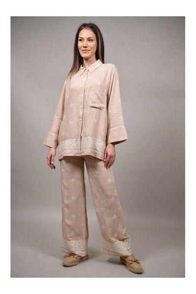 Y TWO WOMEN PAGANICO APPLIQUE EMBROIDERED SHIRT S-M Rose