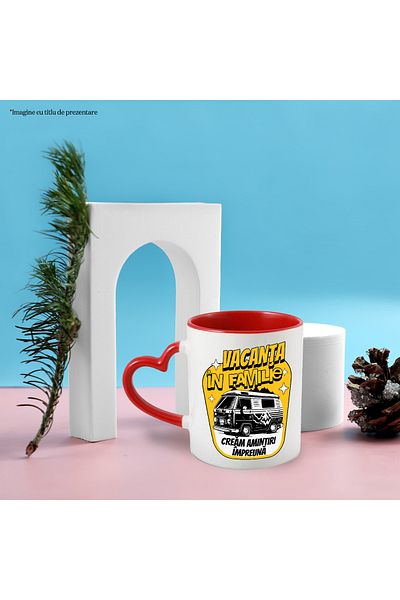 StoryGift Romania Family Vacation Mug_ Cream Memories Together, 330ml, Ceramic With Heart Handle, With ,stg