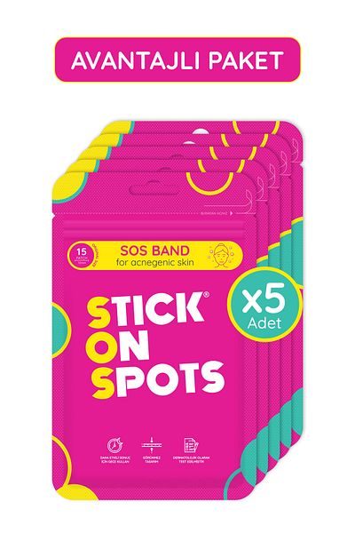 Stick On Spots S.O.S Band - 15 Pieces Acne/Acne Tape - Pimple Patch - Hydrocolloid Tape X5