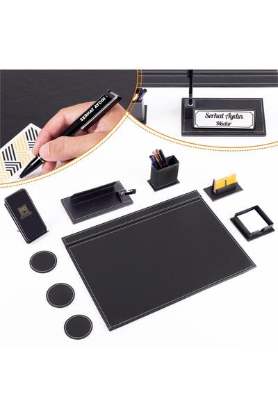 Ofistike Terra Siyah Sümen Seti Sümen Takımı ve Masa İsimliği İsme Özel Kalem...