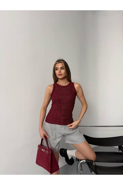 AFA Women's Ribbed Look Thick Strap Basic Stone Tank Top