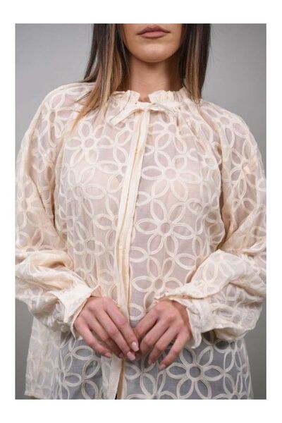 Y TWO WOMEN ΗΜΙΑΠΟΓΙΚΟ ΠΟΥΚΑΜΙΣΟ ΜΕ ΚΕΝΤΗΜΑ ΜΕ ΓΙΑΚΑ ΜΑΟ LEONE Μπεζ ΕΝΑ ΜΕΓΕΘΟΣ