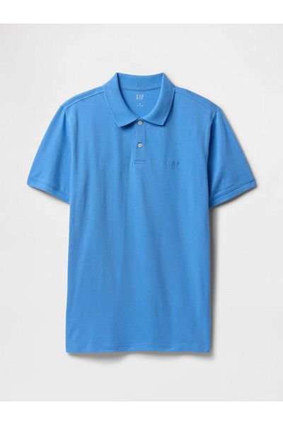 GAP Ανδρικό μπλουζάκι με λογότυπο Piqué Polo Neck Μπλε