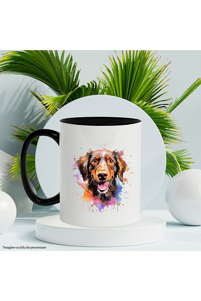 StoryGift Romania Dog Mug, Splashes, Paint, Watercolor, Smile, Multicolor 330 ml, Ceramic c, With, STG.