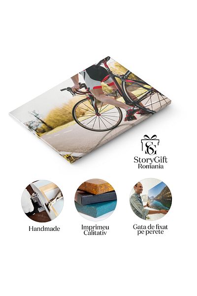 StoryGift Romania Canvas Painting 90 x 60CM Cyclist with Helmet and Equipment in Bicycle Training, sp,STG.