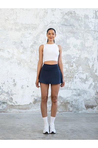 TÜKATO Indigo Color 2 Layer High Waist Tennis Skirt Sports Shorts Skirt Tennis Skirt