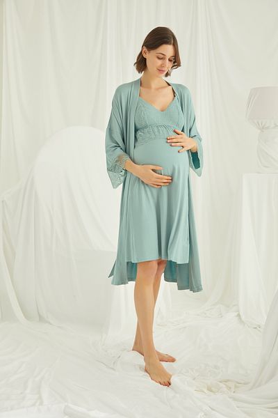 MONAMİSE Set cămașă de noapte pentru femei gravide, cu design special, cu ulei, Lohussa 18470