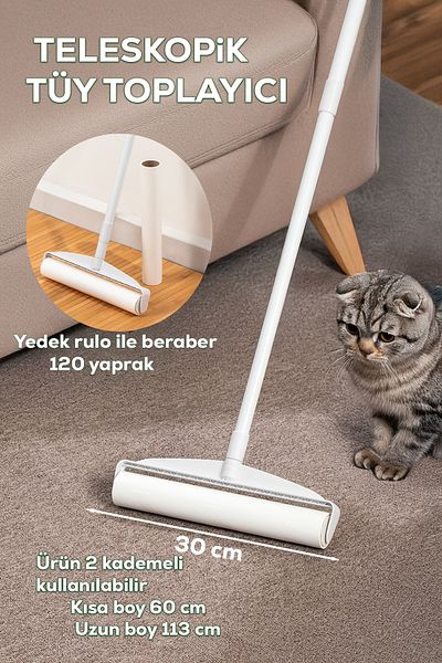 Porsima 3109 Telescopic Long Handle Hair Removal Roller with Replacement Head Hair Dust Collector Roller 60 Sheets