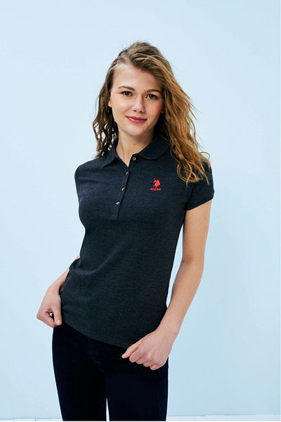 U.S. Polo Assn. Γυναικείο μπλουζάκι μαύρο Basic Polo Collar