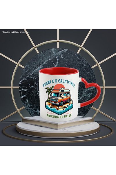 StoryGift Romania Mug life is a journey enjoy it nature, 330ml, Ceramic with Heart Handle, With,STG.