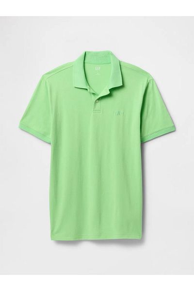GAP Λογότυπο Piqué Polo Neck Ανδρικό T-Shirt Πράσινο
