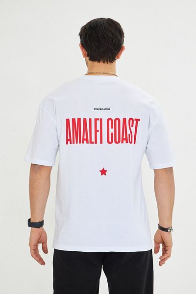 The Champ Clothing Ανδρικό μπλουζάκι με στάμπα Amalfi Coast Oversize από βαμβακερό λαιμόκοψη