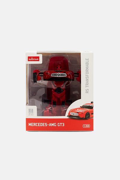 Rastar سيارة مرسيدس AMG GT3 RS قابلة للتحويل 2 في 1 مقابل روبوت، أحمر
