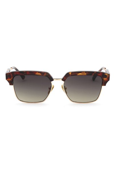 Angel Eyes Square Half Frame Design Leopard Frame Black Glass Women&Men Sunglasses