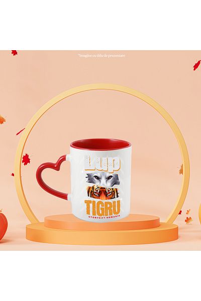 StoryGift Romania Mug Wolf and Tiger The Strongest, Warriors, 330ml, Ceramic With Heart Handle, With, left