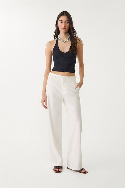 Stradivarius Flowing Linen Blend Straight-leg Trousers