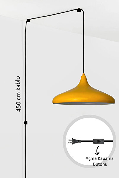 Bamyum Champion Sarı Fişe Takılabilir Tekli Avize Sarkıt Salon Mutfak Oturma ...